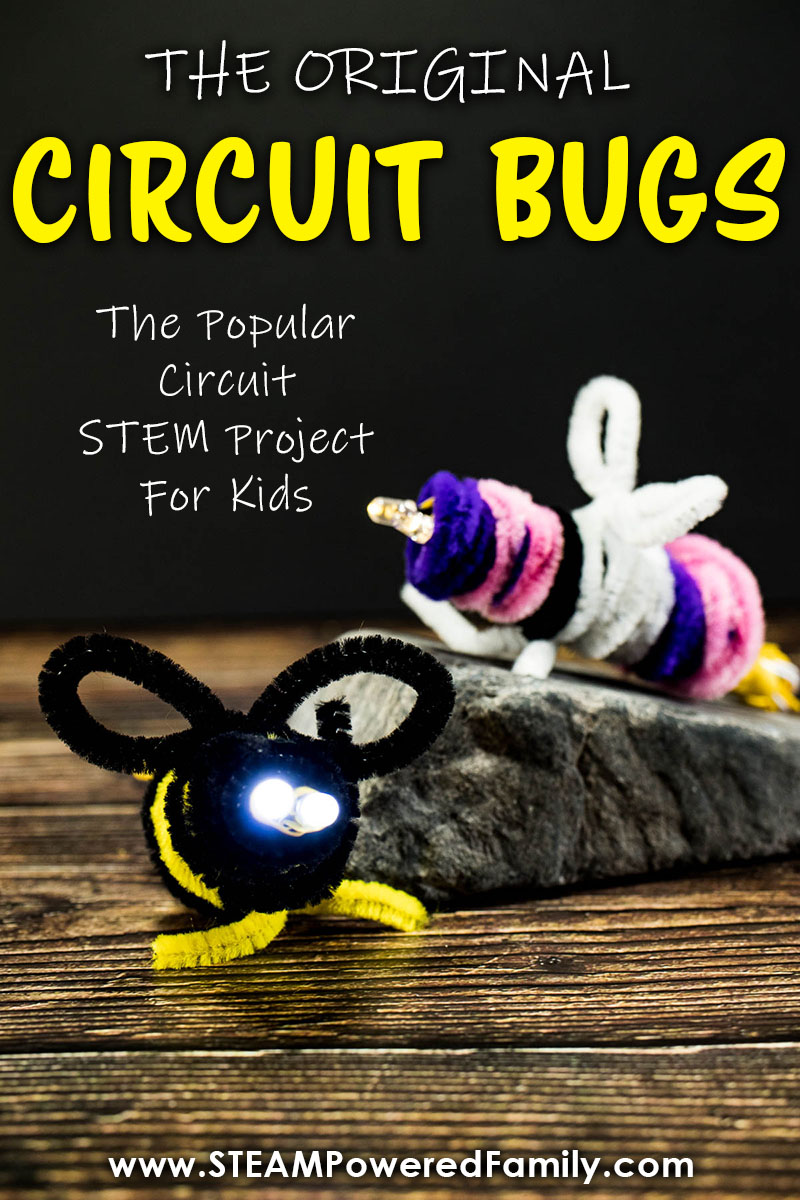 The Original Circuit Bugs - A super cute circuit project for kids that challenges them to build circuits with simple materials and create an adorable bug. Circuit Bugs incorporate great fine motor and creative crafting skills, but also circuit work that will keep your older kids enthralled and challenged. Now updated with a video tutorial and a way to simplify the project with prewired LED diodes. Visit STEAMPoweredFamily.com to get all the details!  via @steampoweredfam