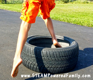 Tire Obstacle Course - Ninja Warrior Inspired Challenges For The Older Child. Great Sensory And Gross Motor Work!