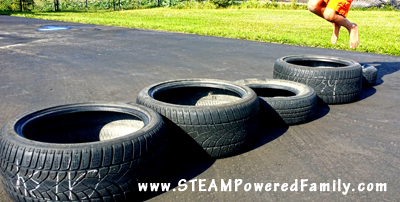 Tire Obstacle Course - Ninja Warrior Inspired Challenges For The Older Child. Great Sensory And Gross Motor Work!