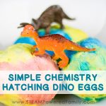 simple baking soda and vinegar chemistry experiment hatching dino eggs