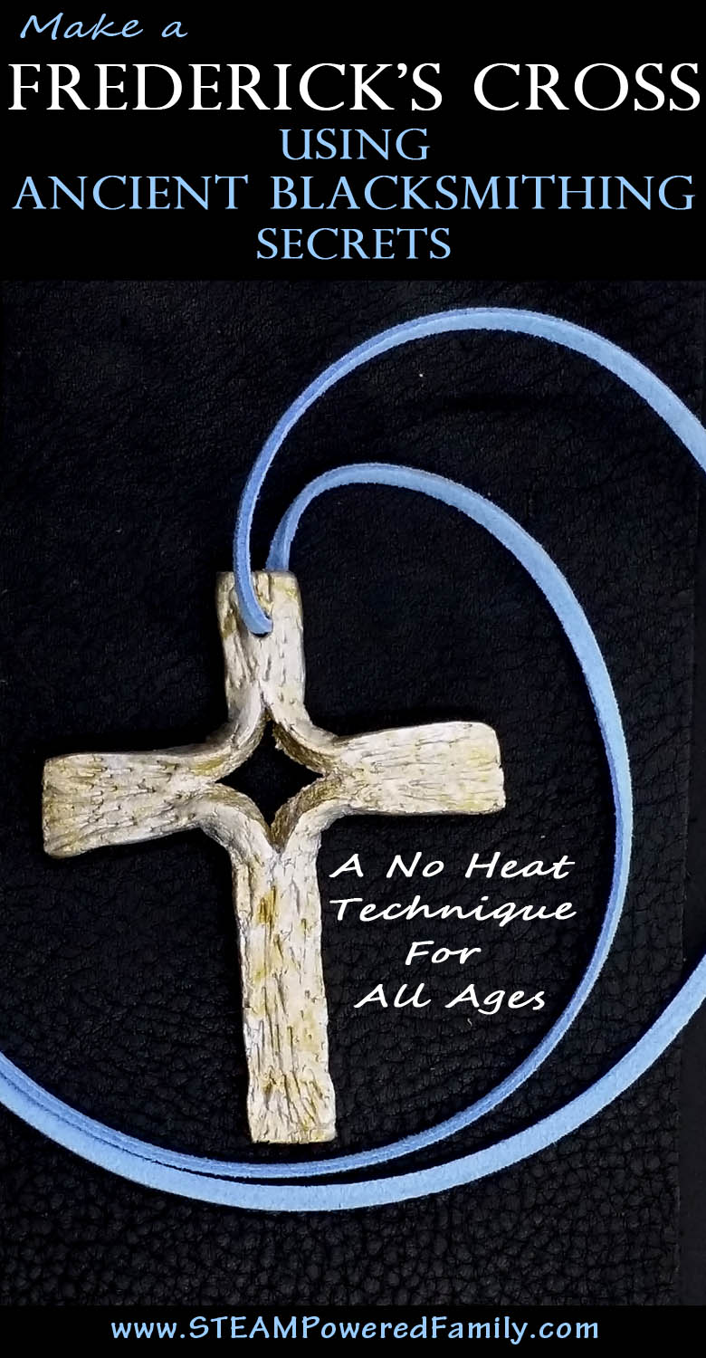 A Frederick's Cross is a beautiful piece created by blacksmiths. Learn the ancient blacksmith secrets and create your own cross using a no fire, no forge method. Great for all ages and a wonderful gift or keepsake.