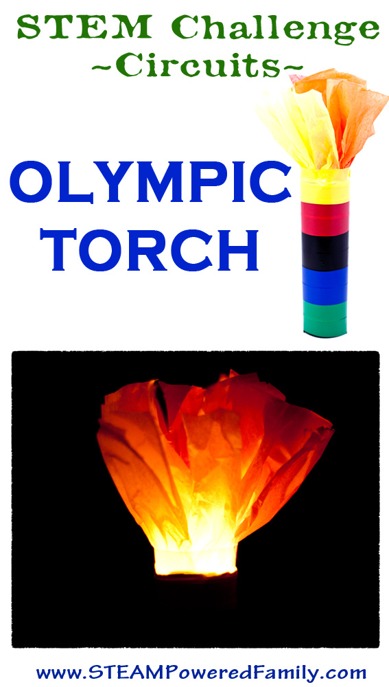 Olympic Torch STEM Challenge - Build an LED circuit to create your very own Olympic Torch and show your Olympic pride! Elementary and middle grade activity.