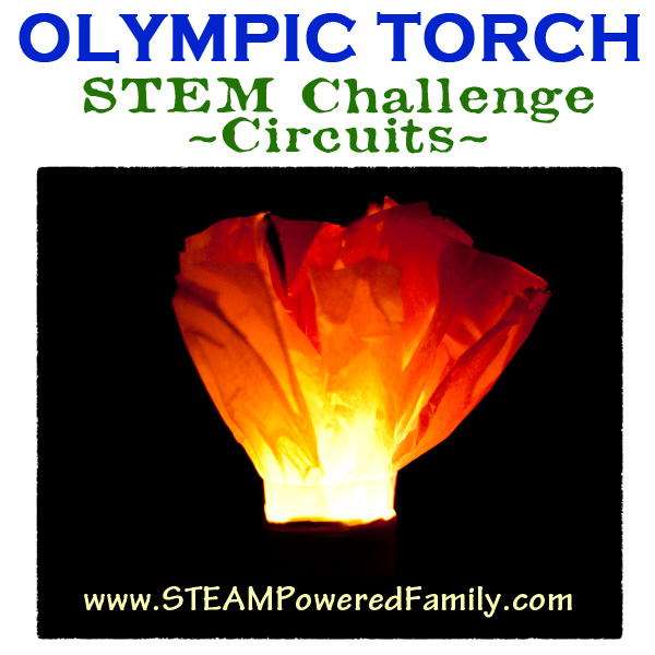 Olympic Torch STEM Challenge - Build an LED circuit to create your very own Olympic Torch and show your Olympic pride! Elementary and middle grade activity.