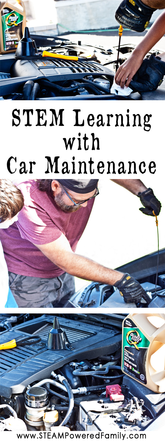 Take your STEM lessons out of the classroom with car maintenance, a fantastic real world STEM project with life skills. STEM Learning with Car Maintenance. via @steampoweredfam