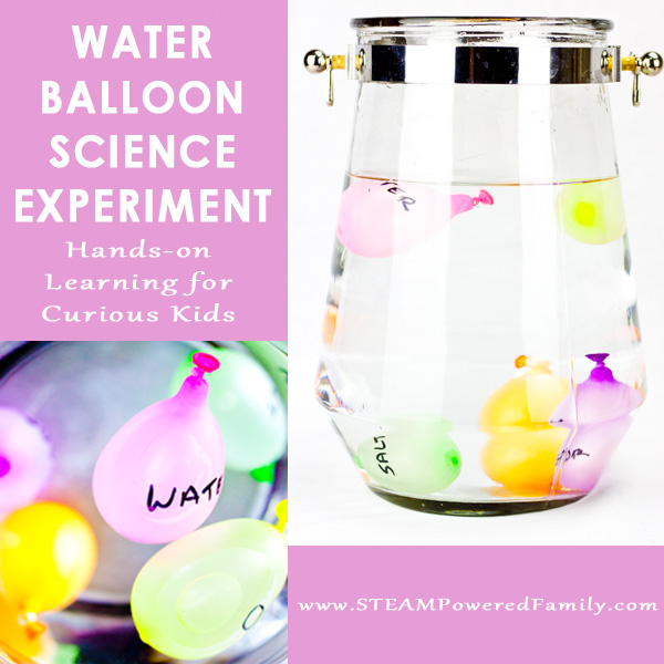 Science with water balloons is a fantastic hands-on learning activity for curious kids. Learn about liquid density then SPLAT! via @steampoweredfam