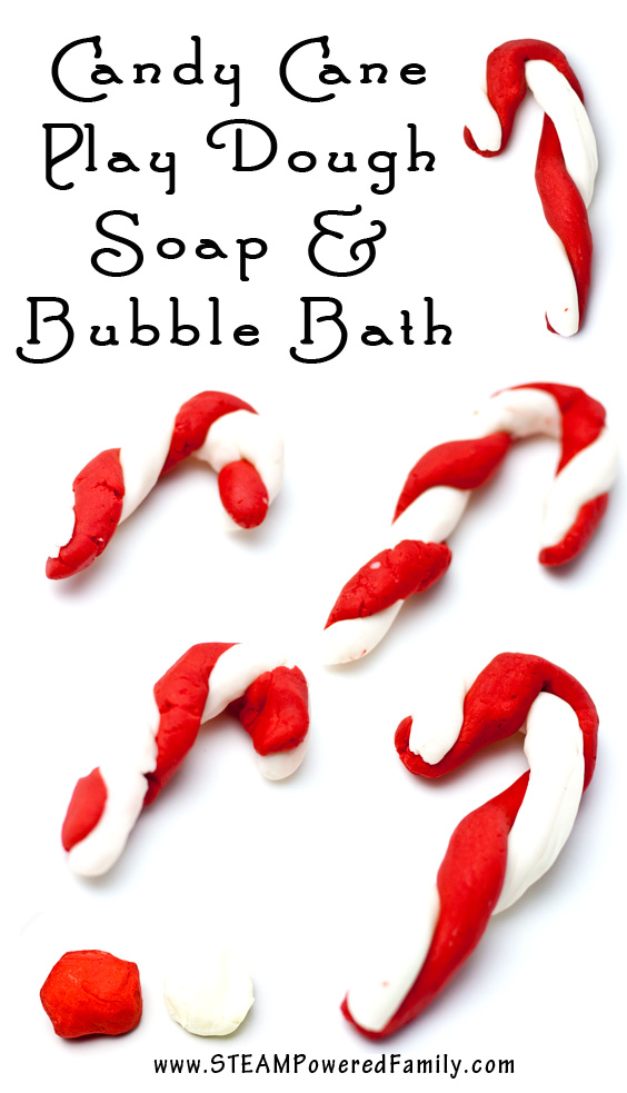Candy Cane Play Dough Soap and Bubble Bath - Super Simple, Only 3 Ingredients!
