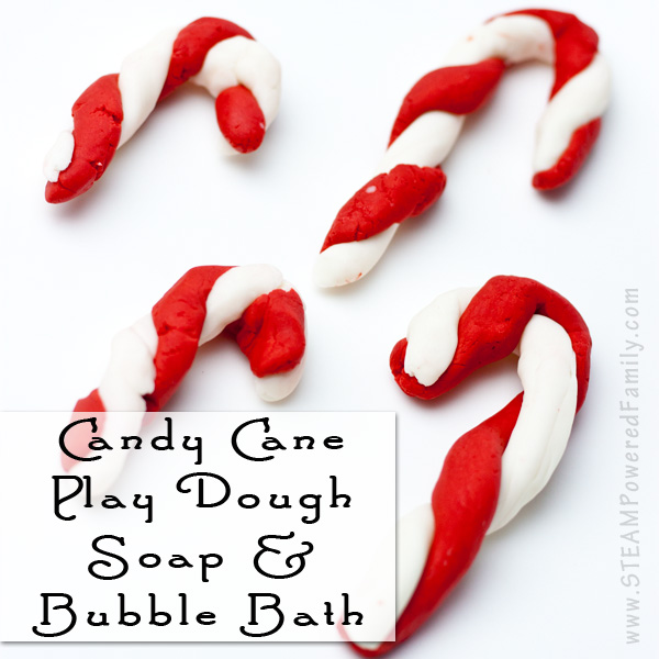 Candy Cane Play Dough Soap and Bubble Bath - Super Simple, Only 3 Ingredients!