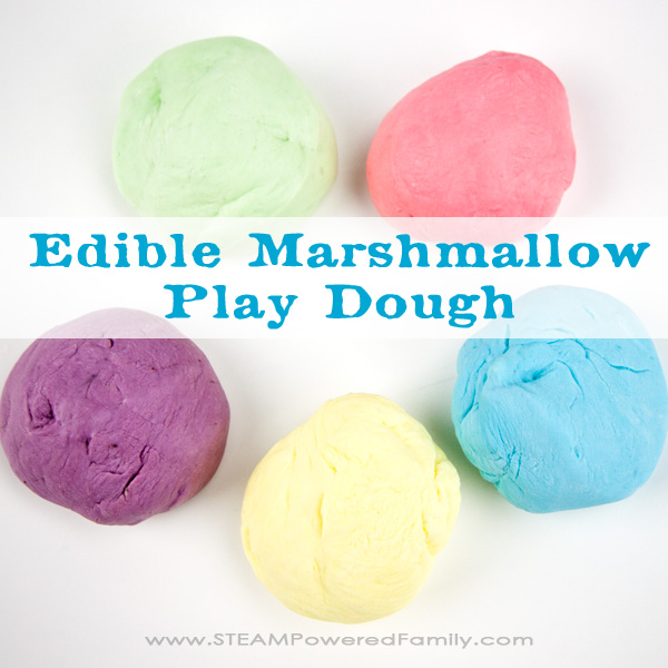 Easy to make, fun to play wit,h and a sweet treat, Edible Marshmallow Play Dough is a hit! And it uses simple ingredients in your kitchen right now.
