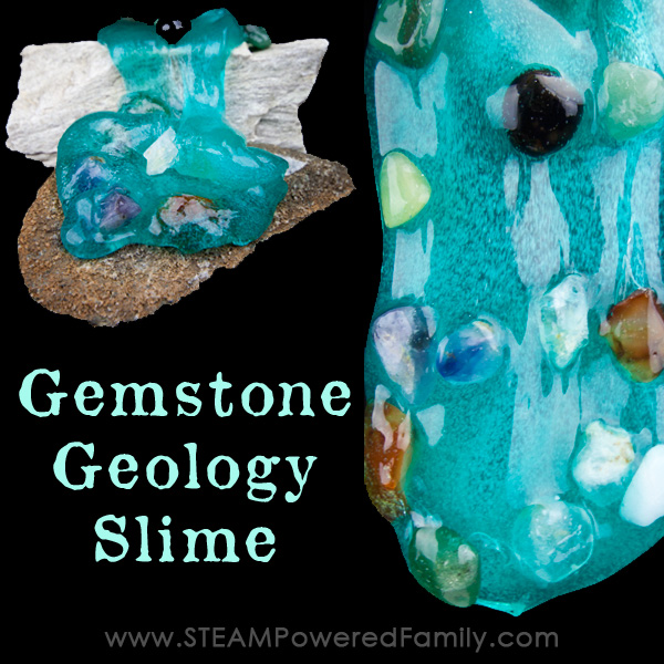To compliment a unit study in geology we created a geology gemstone slime and it turned out beautifully! A great hands on exploration and learning slime. 