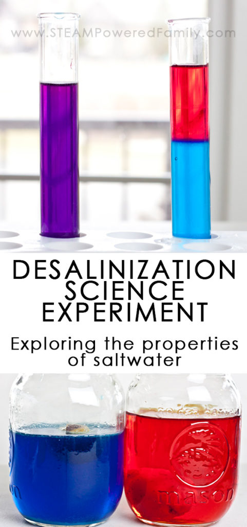 A series of experiments exploring the properties of saltwater including a desalination science experiment (the removal of salt from saltwater).