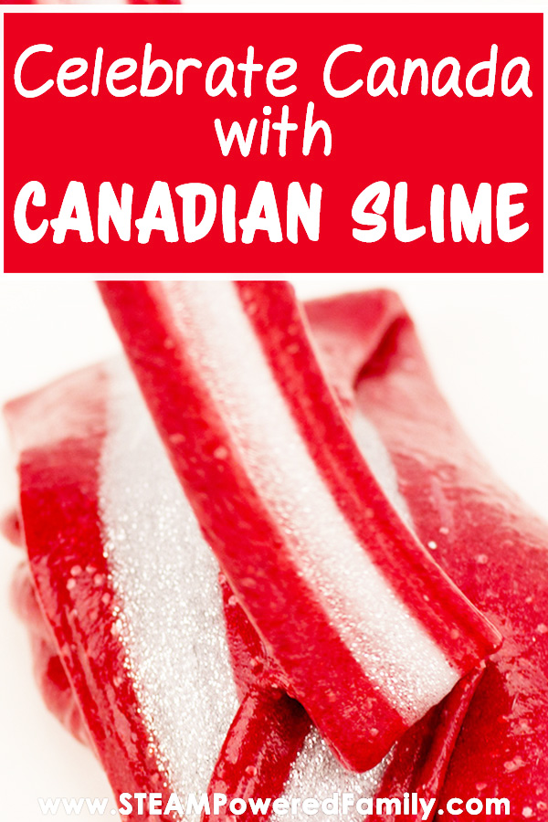 Celebrate Canada and Canada Day on July 1 with this perfect Canadian inspired slime using ingredients readily available in Canada. Kids will love celebrating their love of Canada and slime with this activity. #Canada #CanadaDay #CanadaDayParty #CanadaDayCrafts #July1 via @steampoweredfam