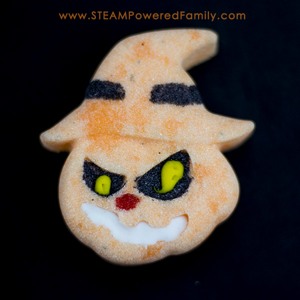 Pressed Sugar Candy Halloween STEAM Activity - this fun and easy activity is sure to be a hit at your next Halloween science session. Chemistry + art = fun!