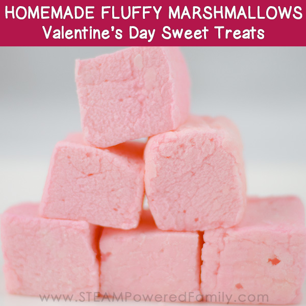 Make sweet, fluffy Valentine's Day Treats with this Homemade Marshmallow recipe. Explore the science behind marshmallows and why they are so soft, fluffy and tasty.