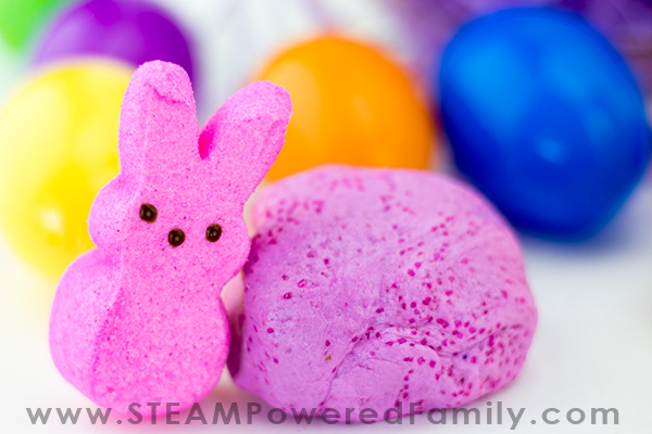 Pink bunny with glitter edible playdough