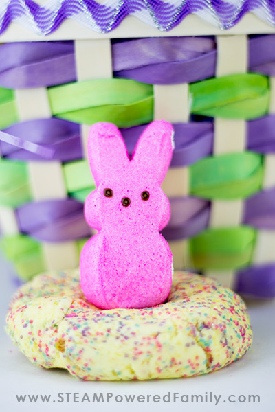 Edible playdough is a fantastic sensory play product, encourage learning and exploration with all the senses. This easy DIY playdough recipe has glitter for an extra special treat. The best part is that it is all edible! Using Peeps makes it perfect for Easter, or replace with marshmallows for a year round treat. 