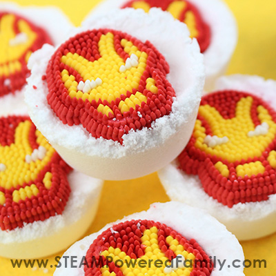 Fun Avengers crafts and activities shared by top US Disney blogger, Marcie and the Mouse: Final Avengers Bath Bombs close up