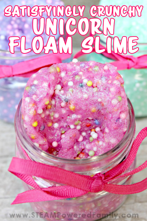 Crunchy floam slime is stunning using this unicorn colours inspired recipe 