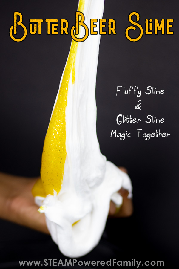 fluffy and glitter slime work together for a Harry Potter inspired magical slime recipe