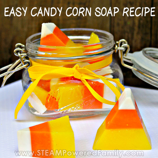 Goat milk soap recipe that looks like candy corn for fall