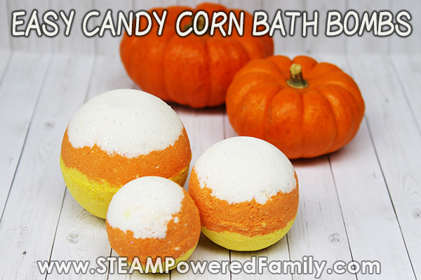 Bath Bomb DIY for fall that is Candy Corn inspired