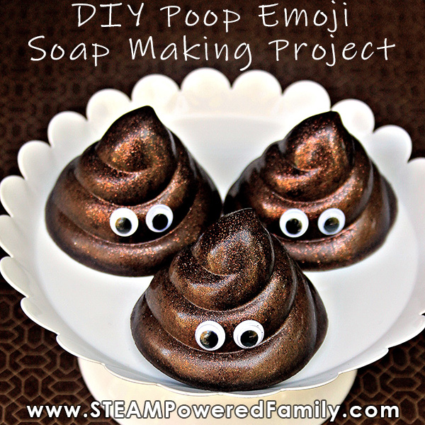 Poop Emoji Soap Making Project for Kids with a simple recipe that gives spectacular results. Kids will love using and gifting their poop emoji creations.