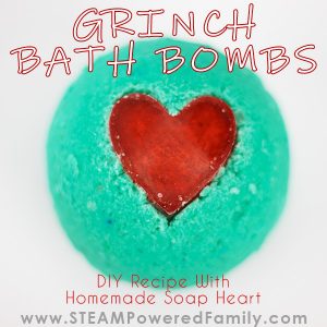 Grinch Christmas Bath Bombs With Homemade Soap Heart