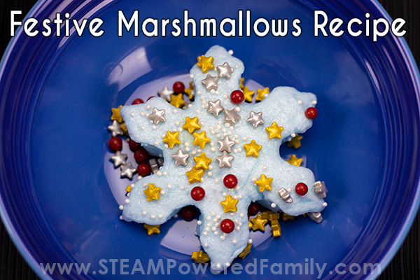 Decorating the homemade marshmallows with candy sprinkles