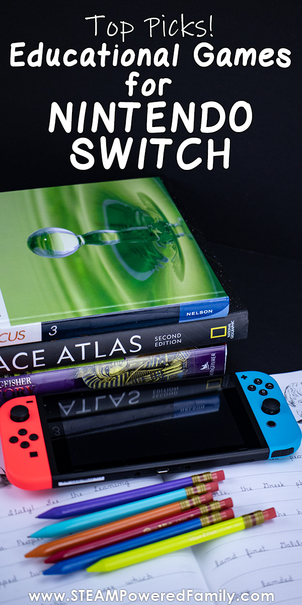 Educational Nintendo Switch games for elementary aged kids. Bring a little fun to learning with these fantastic games for the Nintendo Switch Console. Gamified education to improve retention and foster a love of learning. #Nintendo #Switch via @steampoweredfam