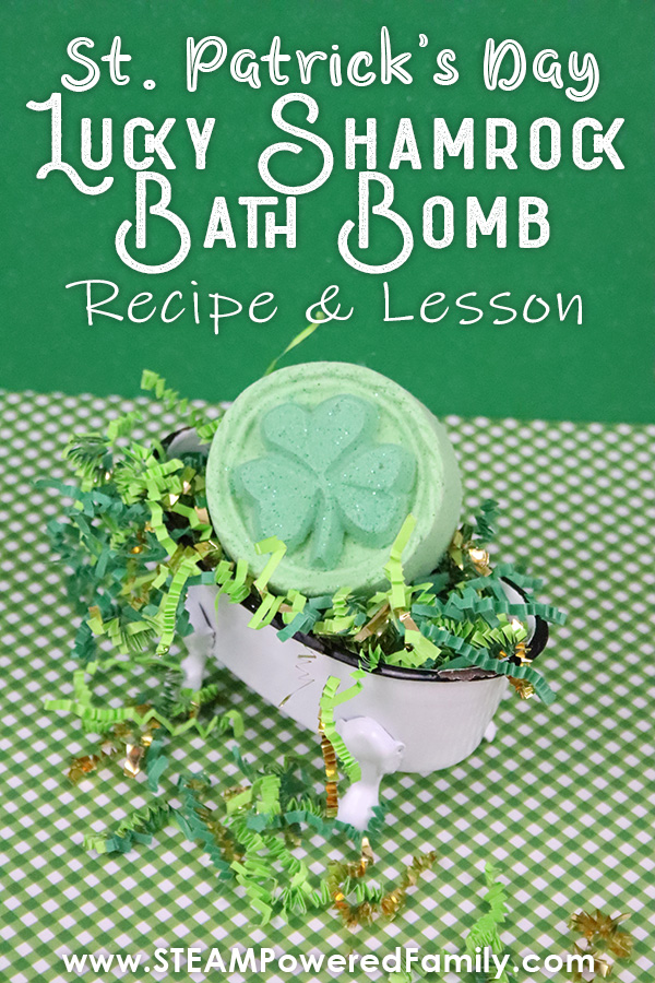 Make science class fun for St. Patrick's Day by making Lucky Shamrock Bath Bombs. A fun chemistry lesson with a lucky coin surprise inside! #StPatricksDay #BathBombs via @steampoweredfam