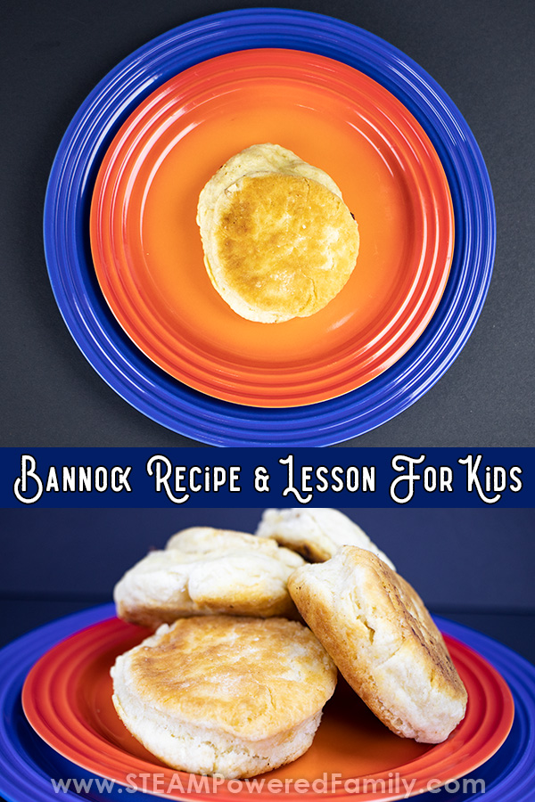 This easy Bannock recipe is a great kitchen science project for kids. Create delicious Bannock while learning the science behind the rise in this yeast free bread and its history in Canada. A fascinating project with lots of hands on learning. Plus the bannock tastes amazing! #Bannock #BreadScience via @steampoweredfam