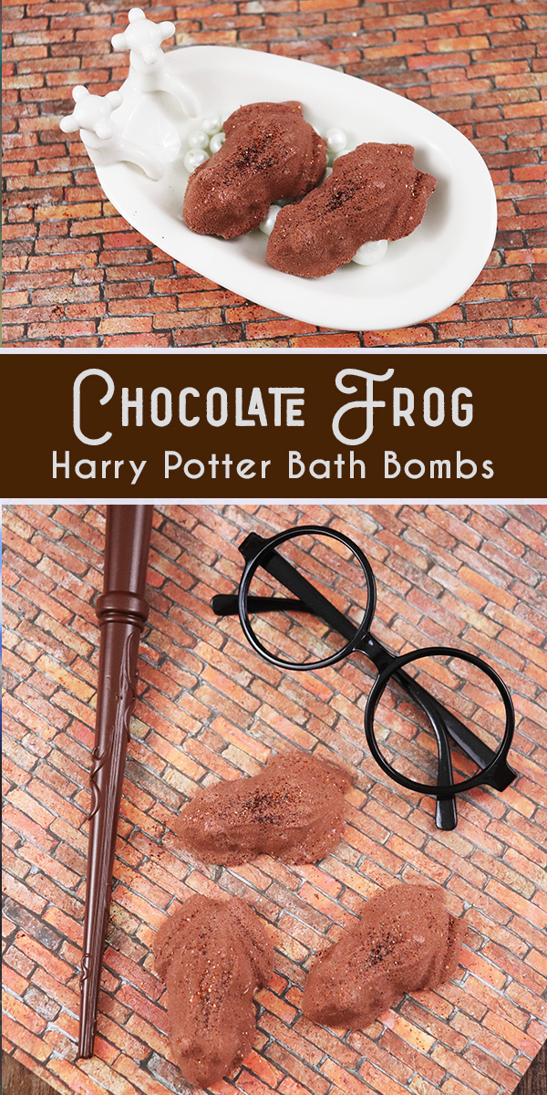 A Chocolate Frog bath bomb recipe inspired by our love of Harry Potter! This is a fun bath bomb making project for kids who dream of a magical train ride to Hogwarts and candy that leaps right out of your hands. An easy bath bomb to make with a fun chemistry lesson for kids. #BathBomb #HarryPotter via @steampoweredfam