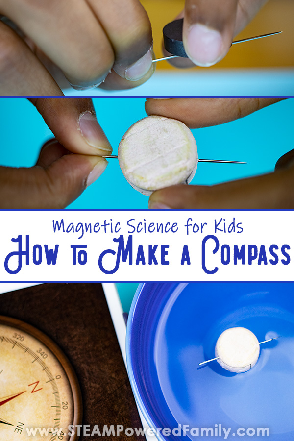 Learn how to make a compass and explore the invisible magnetic forces that fascinated Albert Einstein as a child. An easy and fascinating science experiment that makes a fantastic summer camp activity, classroom experiment or as part of a unit study on Albert Einstein. #Compass #Magnets via @steampoweredfam