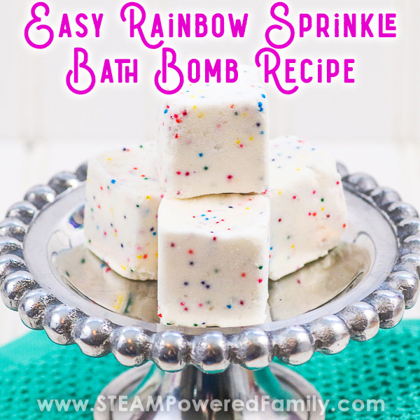 Rainbow sprinkle bath bomb cubes