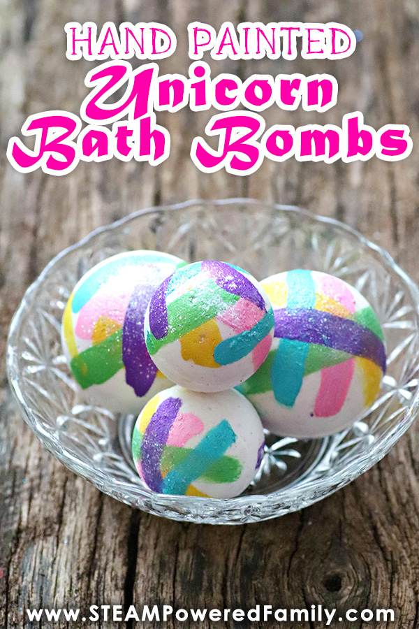 Hand Painted Unicorn Bath Bombs sitting in a bowl