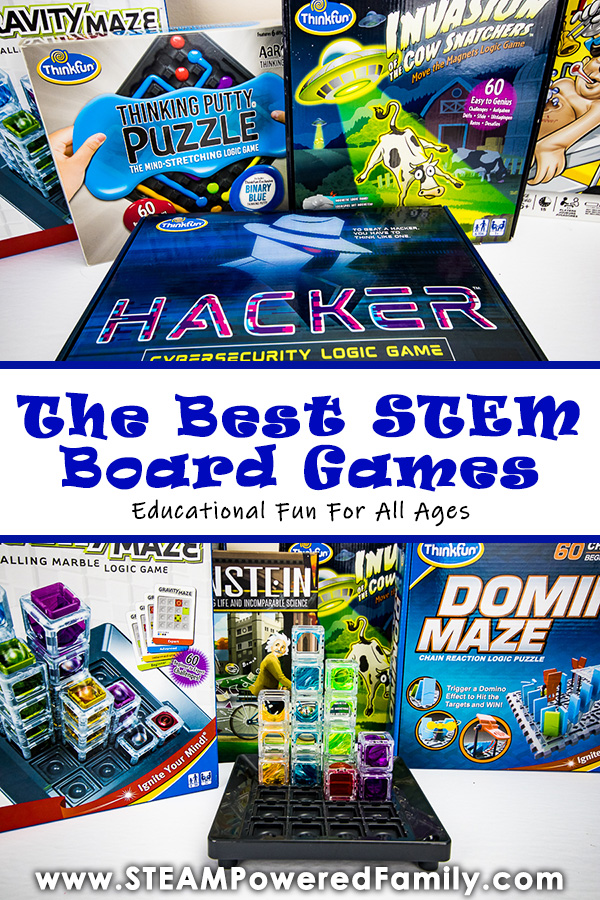 Check out our top picks for STEM Board Games! Ready to really make STEM learning fun? Try these STEM Games for some incredible learning through game play. We've played them all and picked the best of the best for home or classroom, preschool to teens. Even adults will have fun with many of these games! STEM Board games are a fantastic way to make learning fun and low stress, leading to academic success. Ready to get playing? #STEMGames #BoardGames #STEMEducation #GameNight #STEMBoardGames via @steampoweredfam