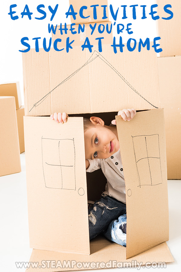 Stuck at home unexpectedly with the kids for a day or more? Whether it is due to severe weather, an illness quarantine, or some other reason, at some point you will likely find yourself stuck at home unexpectedly with the kids. Here are some fun and easy kids activities and science experiments to do with items you already have in the house. These are projects we have done many times and LOVE! Great for beating the "I'm bored"s. #easyactivities #easyscience #stuckathome #scienceathome via @steampoweredfam