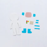 Cutting out the space template pieces.