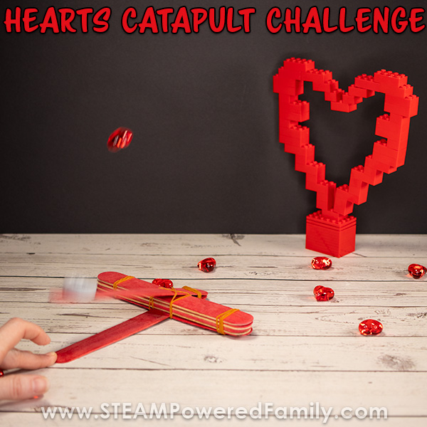 Lego Hearts and Candy Hearts Catapult Challenge