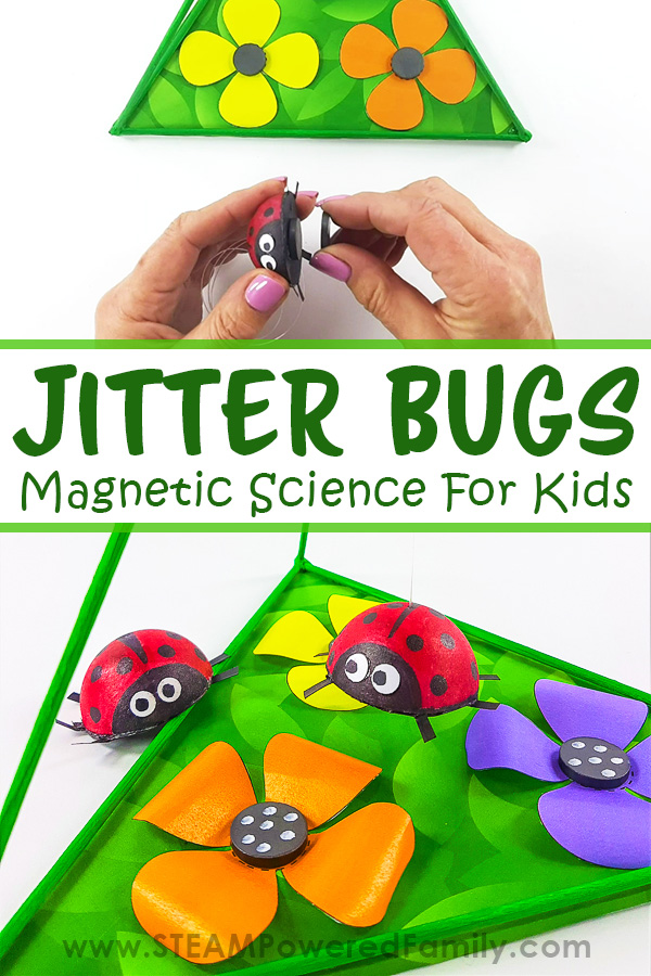 Learn about the invisible forces of magnets in this adorable and fun Jitter Bug Magnet Science and STEM Project, building a magnetic toy. In this eye-opening project, you will see the magic of Magnetism in action. Magnets will cause a ladybug to fly and spin on its own as you build your very own magnetic toys. This is a fantastic STEM project for Elementary and Middle School. Jitter Bugs - Magnetic Science for Kids. Visit STEAMPoweredFamily.com for all the details. via @steampoweredfam