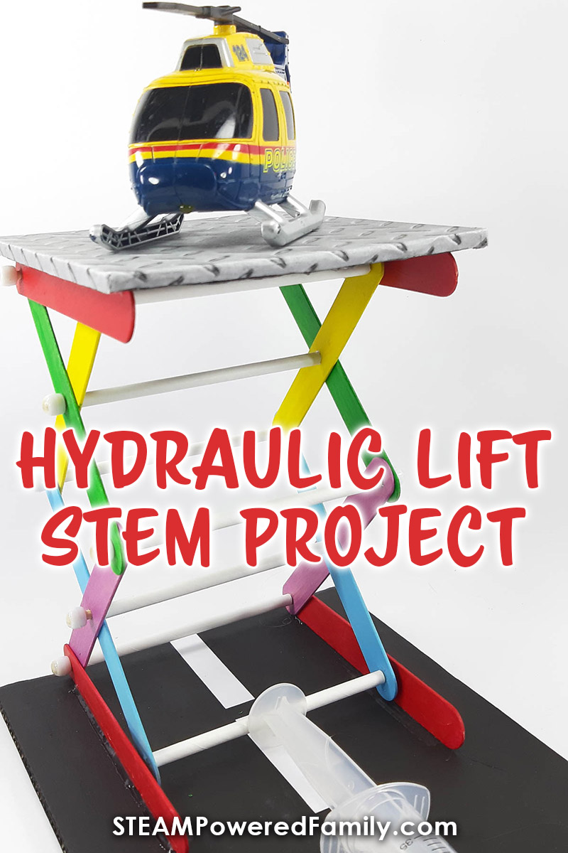 Going up? Learn the science and engineering behind hydraulic lifts, including Pascal's Law, then start building as you construct a fully functional hydraulic scissor lift. Have students test to see how much weight it can lift and how high it can go, then explore design changes that make the lift stronger. This hydraulics STEM project is a fantastic project for learning engineering and physics.  Visit STEAMPoweredFamily.com to learn more and see the video tutorial.  via @steampoweredfam