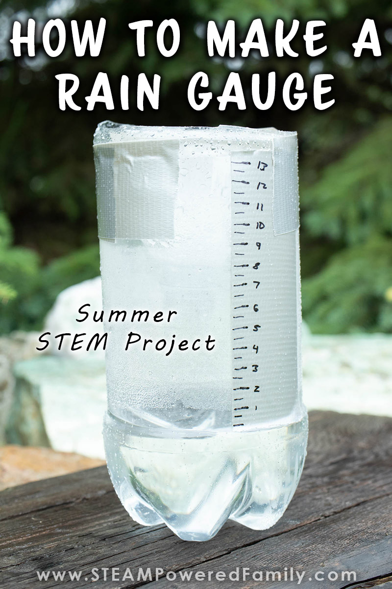 Study the weather by learning how to make a Rain Gauge with our easy step by step guide and video tutorial. Then start measuring rainfall! Learn the history of the rain gauge, the importance of measuring rain fall, the benefits of tracking rainfall and become more connected with nature and the weather patterns around us. A great project for home, school or camp for a summer STEM project. Visit STEAMPoweredFamily.com for all the details.  via @steampoweredfam