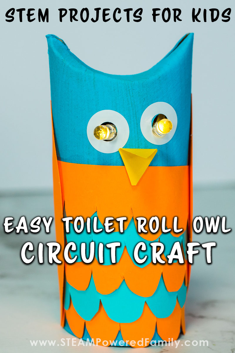 Learn how to build a cute Owl Circuit Craft out of a recycled toilet paper roll, then bring it to life with a simple circuit to make the eyes glow. This fun circuit craft is a fantastic way to introduce younger students to circuit building with a simple tool that makes creating these circuits so simple. Visit STEAMPoweredFamily.com/circuit-owl-craft for a tutorial video and all the instructions.  via @steampoweredfam