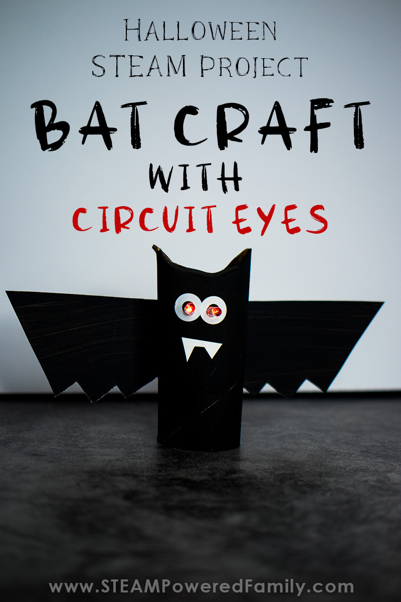 A Halloween STEM Craft that will thrill the kids! Make a bat with eyes that light up thanks to a simple circuit project, perfect for kids. Halloween is the time of year when bats become really popular for crafting. So today we are learning more about bats and making a fun bat craft with a circuit STEM that lights up the eyes. Visit STEAMPoweredFamily.com to get more details on bats and how to do this project.  via @steampoweredfam