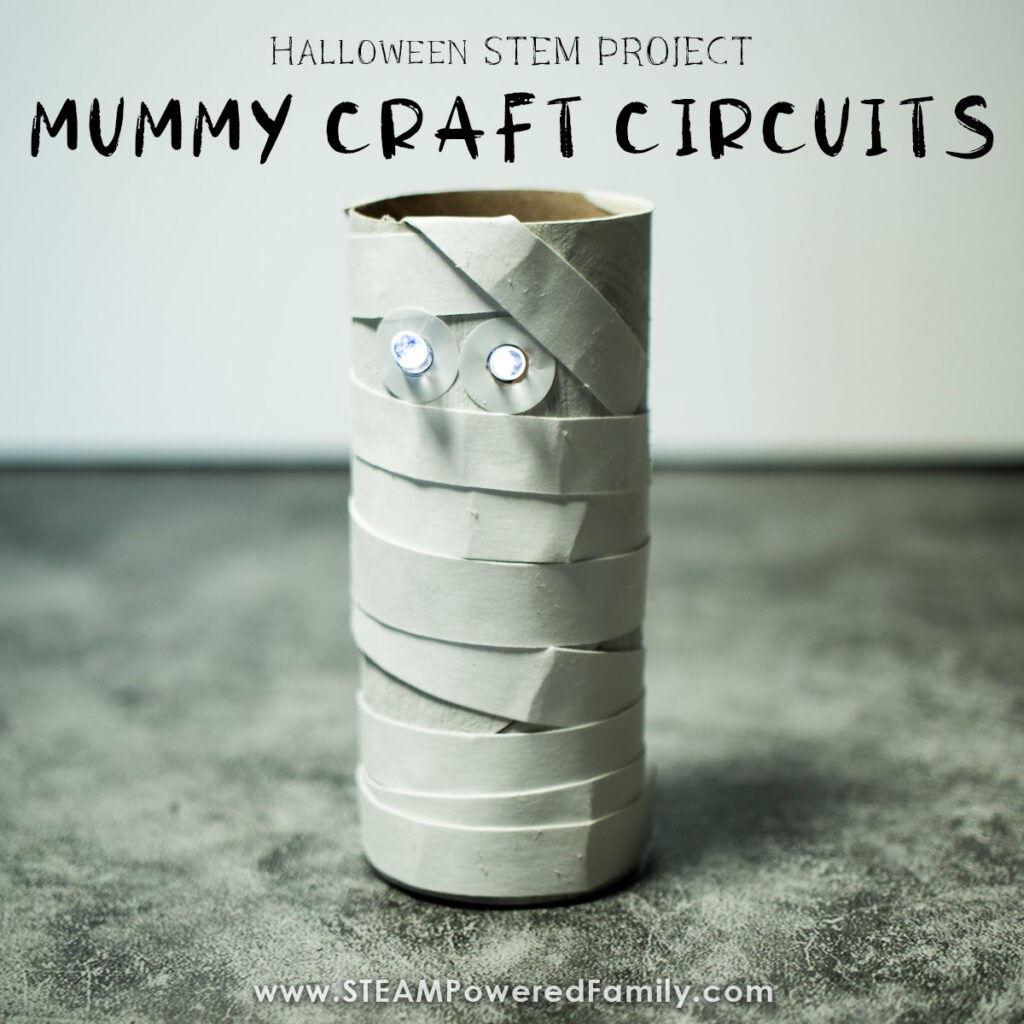 Halloween STEM Mummy Craft with Circuits for Eyes that Light Up