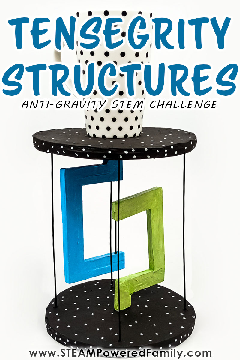 A fascinating STEM project that defies gravity! Learn how to build Tensegrity Structures that seem to float with their anti-gravity structure. Explore architecture, engineering, physics and more in this STEM challenge that is mind boggling! Perfect for middle school and high school STEM class. Visit STEAMPoweredFamily.com for a video tutorial, printable and step by step instructions.  via @steampoweredfam
