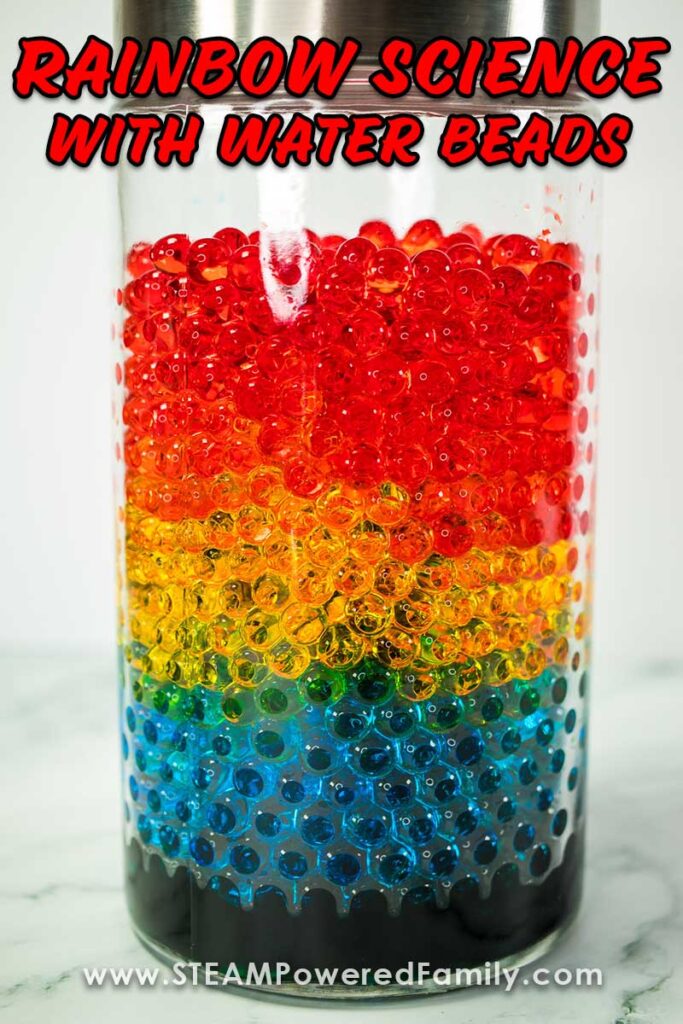 Rainbow Science in a jar with water beads