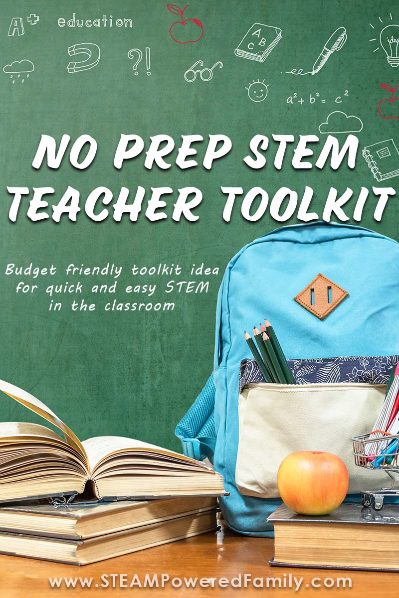 Be ready for STEM at any time with this budget friendly No Prep STEM Teacher Toolkit idea using simple materials to make STEM projects anytime! Putting together a quick “no prep stem” toolkit and keeping it in your classroom means that you can be ready at a moment's notice for quick, easy and inexpensive STEM projects with your class. Visit STEAMPoweredFamily.com/no-prep-stem-teacher-toolkit/ for all the details.  via @steampoweredfam