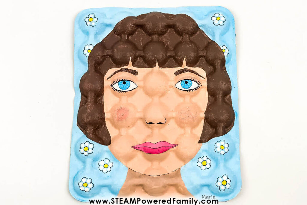 Finished Portrait created with egg tray