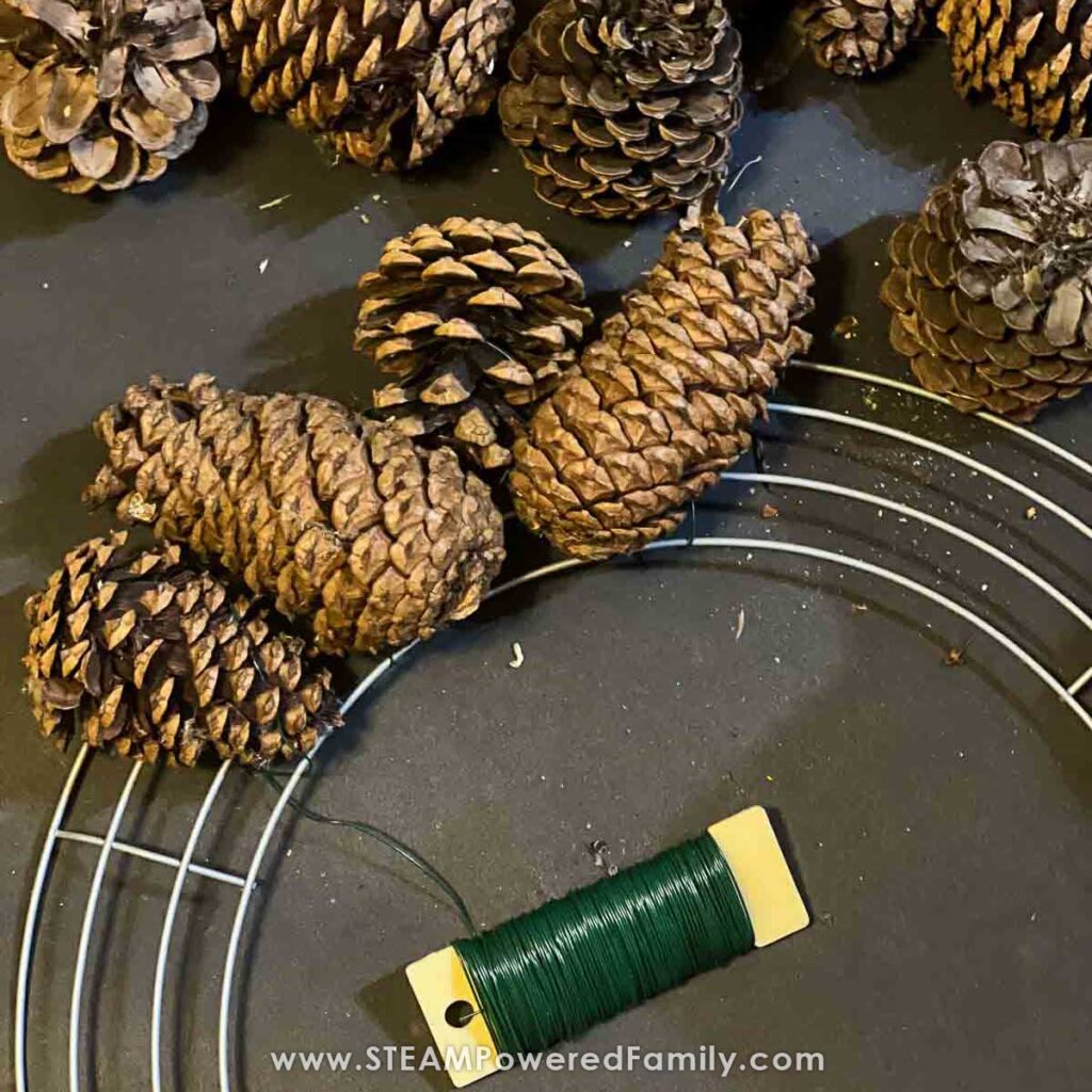 How to make a pine cone wreath