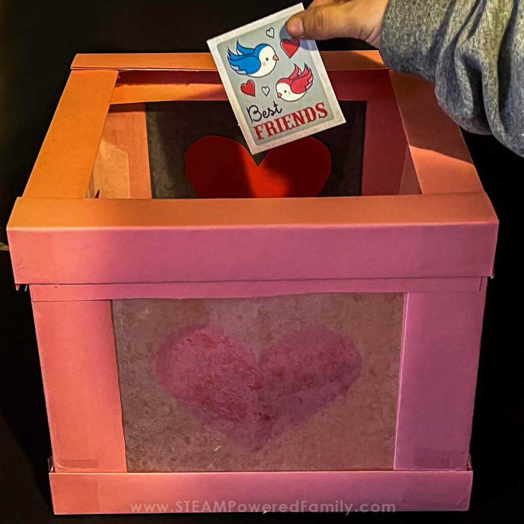 3D Cube Style Valentine's Day Mailbox made from paper